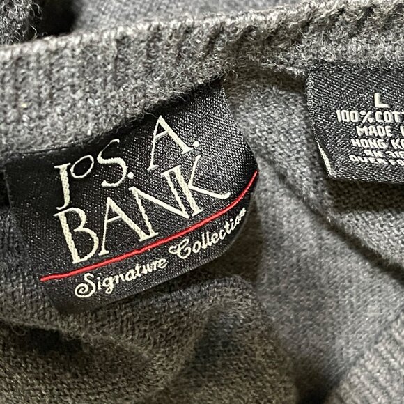 JoS A Bank Men's Sweater Vest Grey Size L Large V-Neck Cotton - Picture 5 of 5